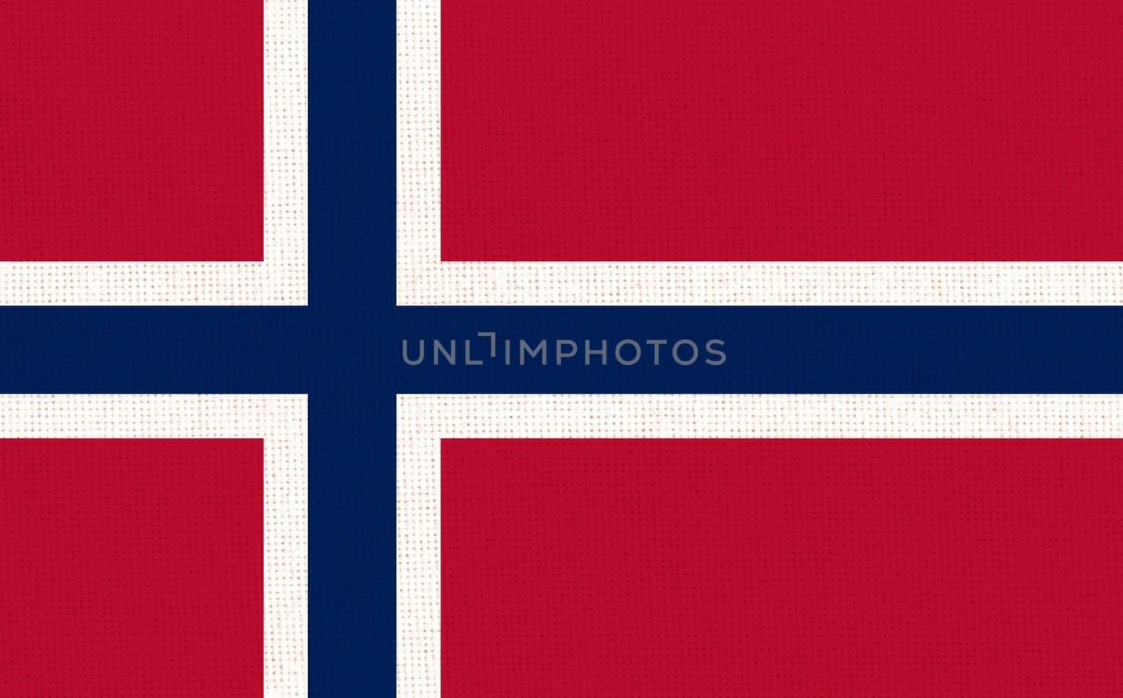 Flag of Norway. Norwegian state symbol. Flag on fabric surface. Fabric texture. Norwegian national sign. National symbol. National symbol. European country