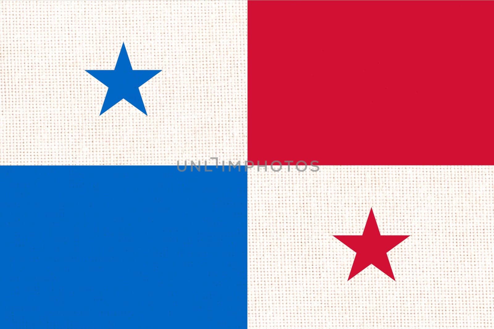 Flag of Panama. Panamanian flag on fabric surface. Fabric texture. National symbol. Republic of Panama. Panamanian national flag. illustration