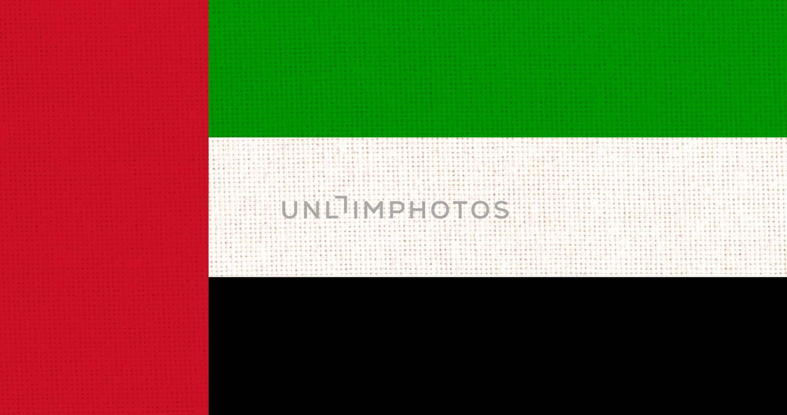 Flag of United Arab Emirates. Emirates flag on fabric surface. Fabric texture. National symbol of United Arab Emirates. Arabian Peninsula. Asian country