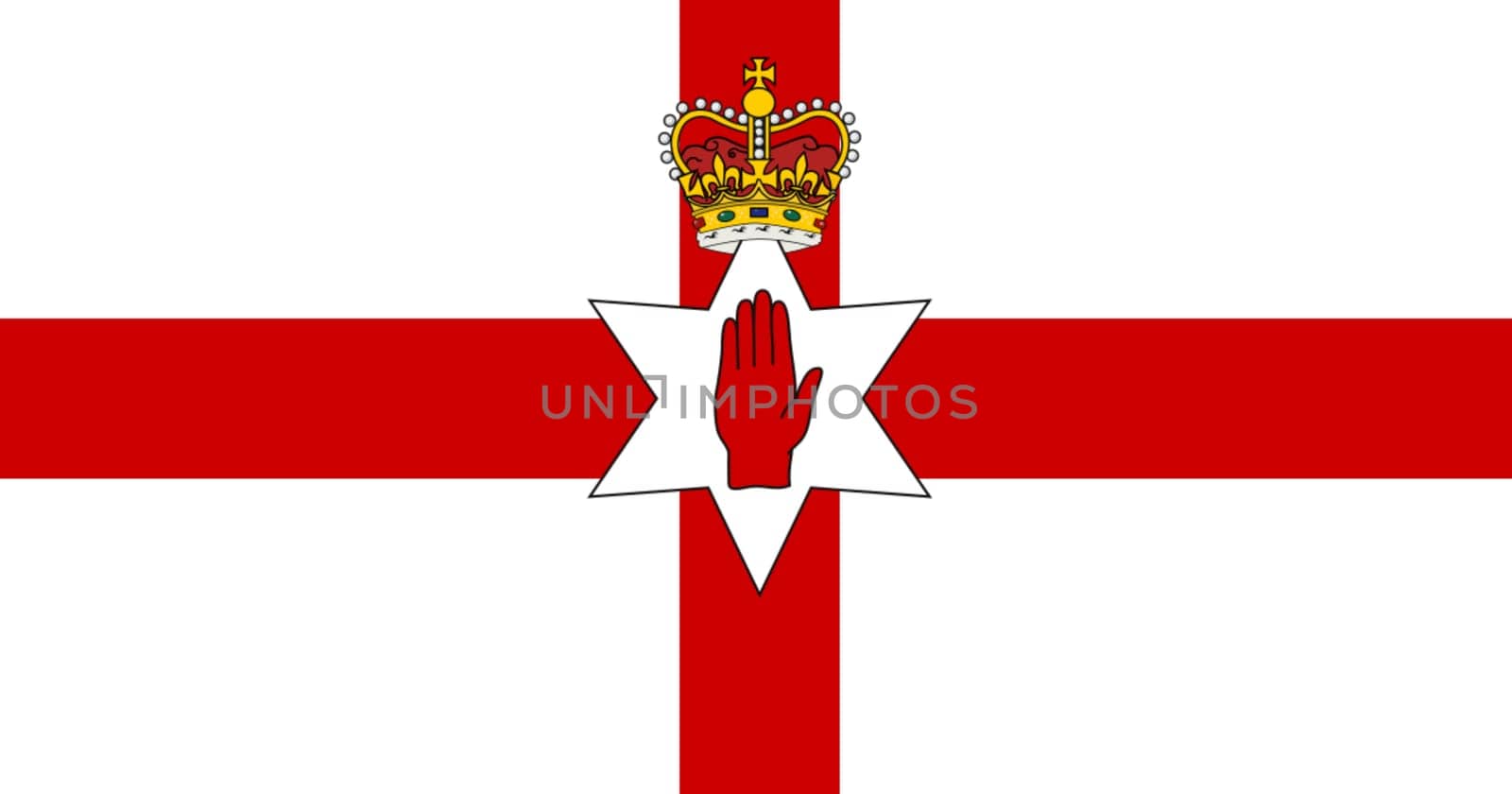 Flag of Northern Ireland. Irish flag on fabric surface. Northern Irish national flag on textured background. Republic of Northern Ireland. European country. State symbol of Northern Ireland