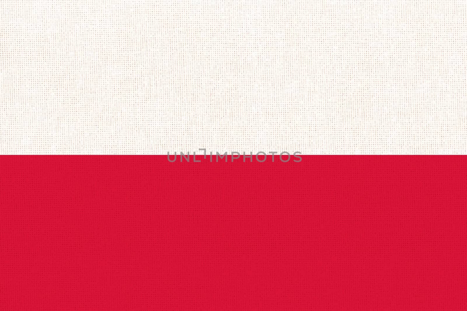 Flag of Poland. Polish flag on fabric surface. Polish national flag on textured background. Fabric Texture. Republic of Poland. European country. State symbol of Poland