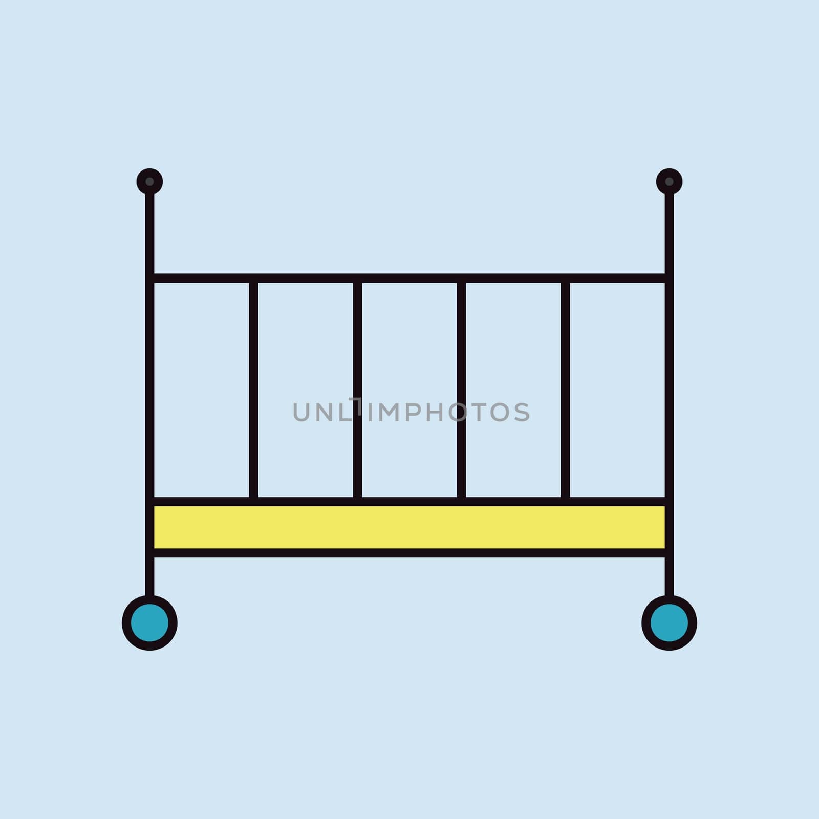Classic wooden baby crib isolated vector icon. Graph symbol for children and newborn babies web site and apps design, logo, app, UI