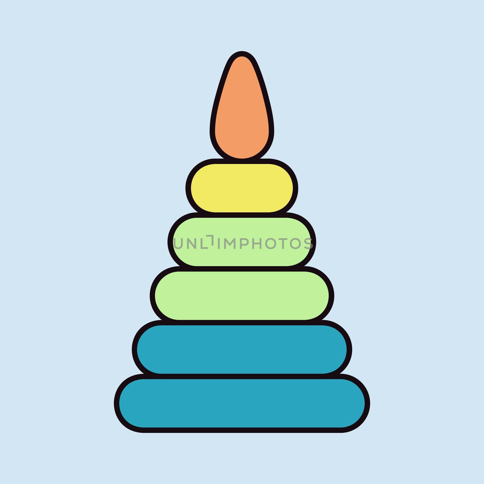Pyramid toy vector isolated icon. Graph symbol for children and newborn babies web site and apps design, logo, app, UI