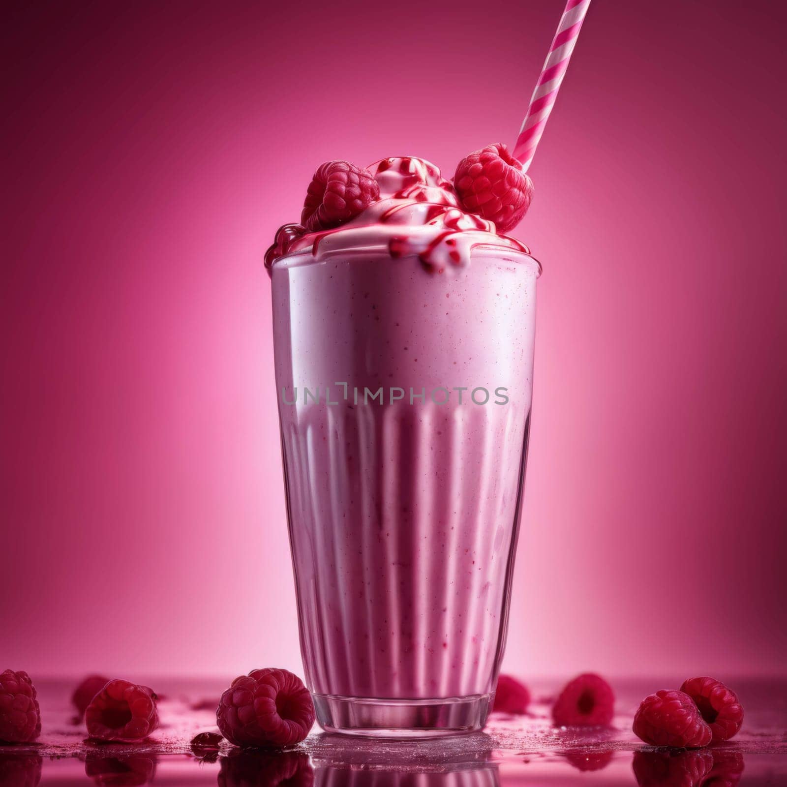 delicious strawberry milkshake with a straw