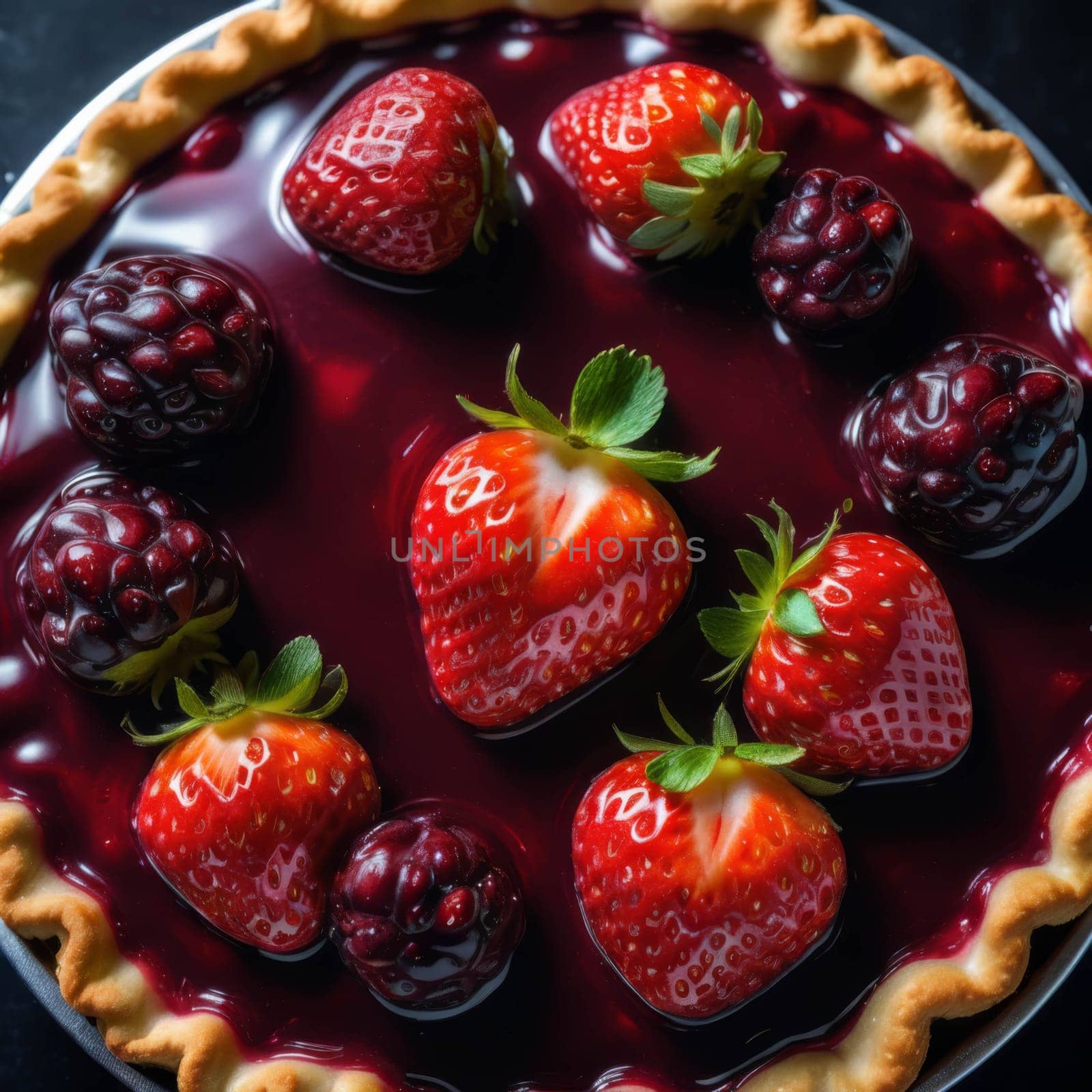 Delicious forest fruit tart, top shot
