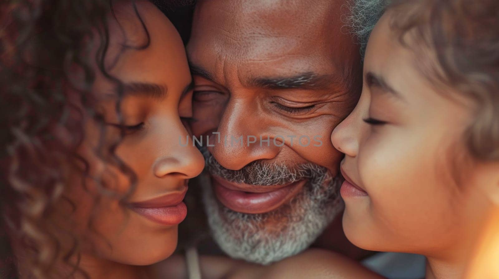 Warm family moment. Created using AI generated technology and image editing software.