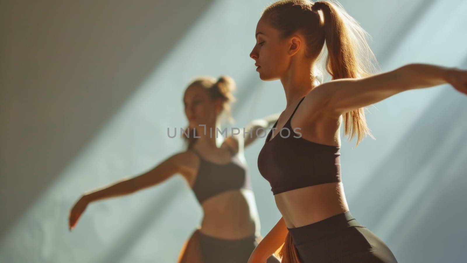 Focused dance practice. Created using AI generated technology and image editing software.