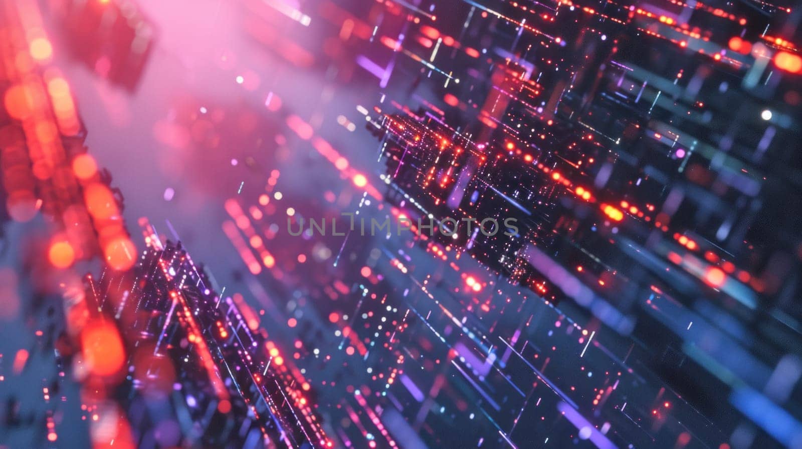 Futuristic data stream visualization. Created using AI generated technology and image editing software.