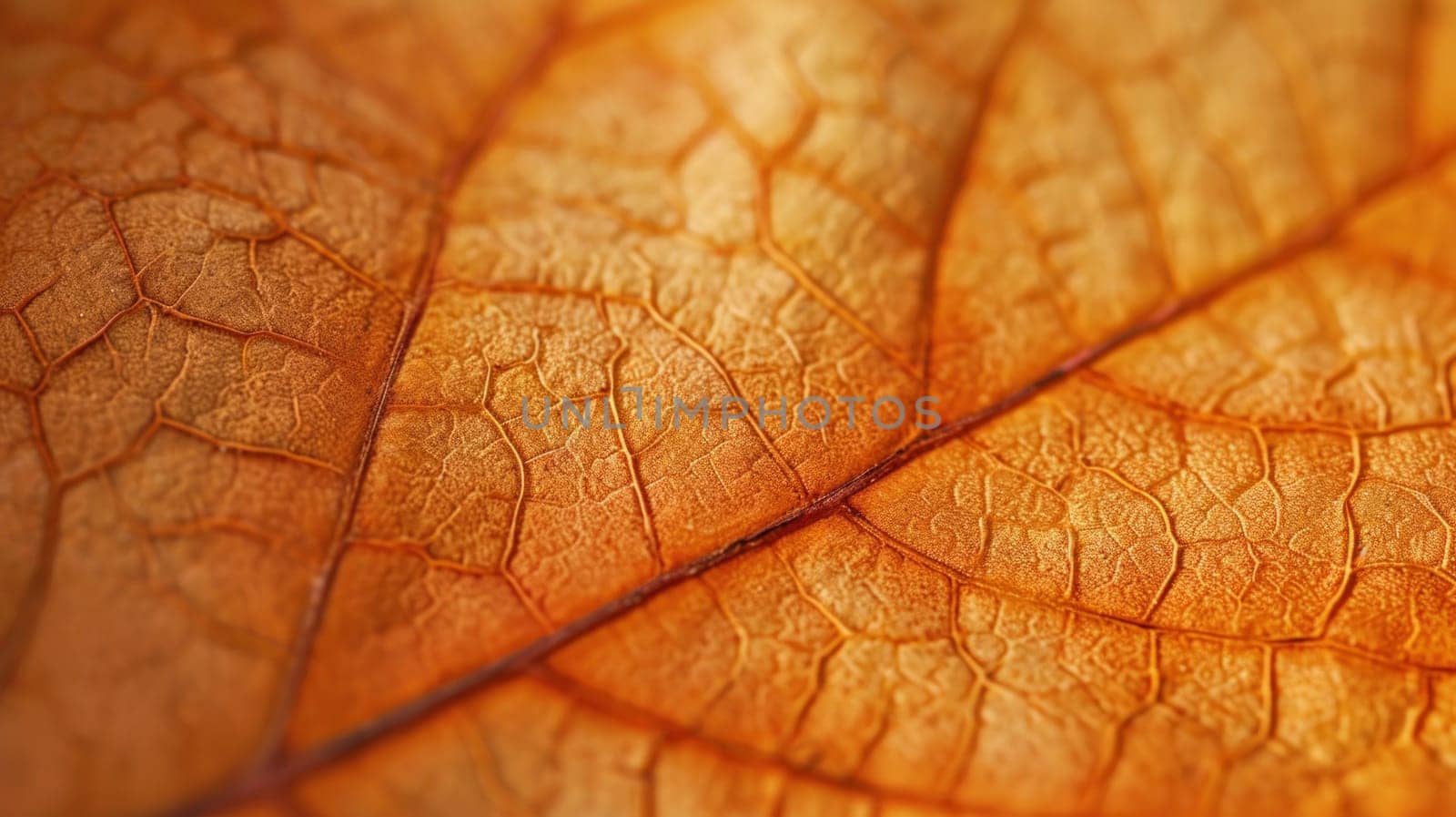 Autumn leaf closeup with vibrant textures. Created using AI generated technology and image editing software.