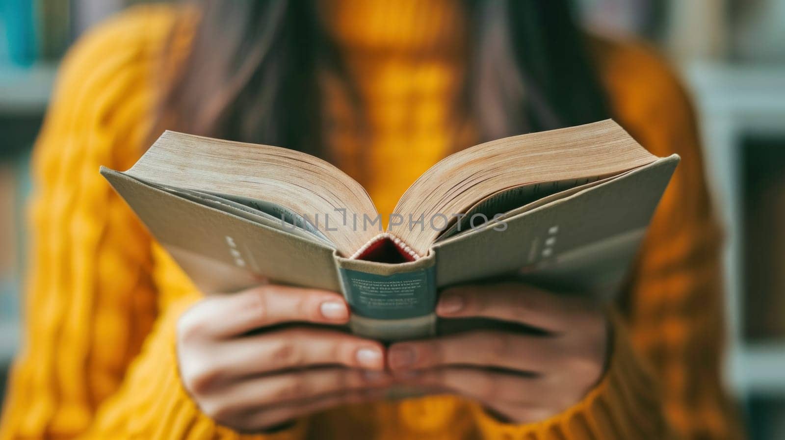 Engrossed in reading. Created using AI generated technology and image editing software.