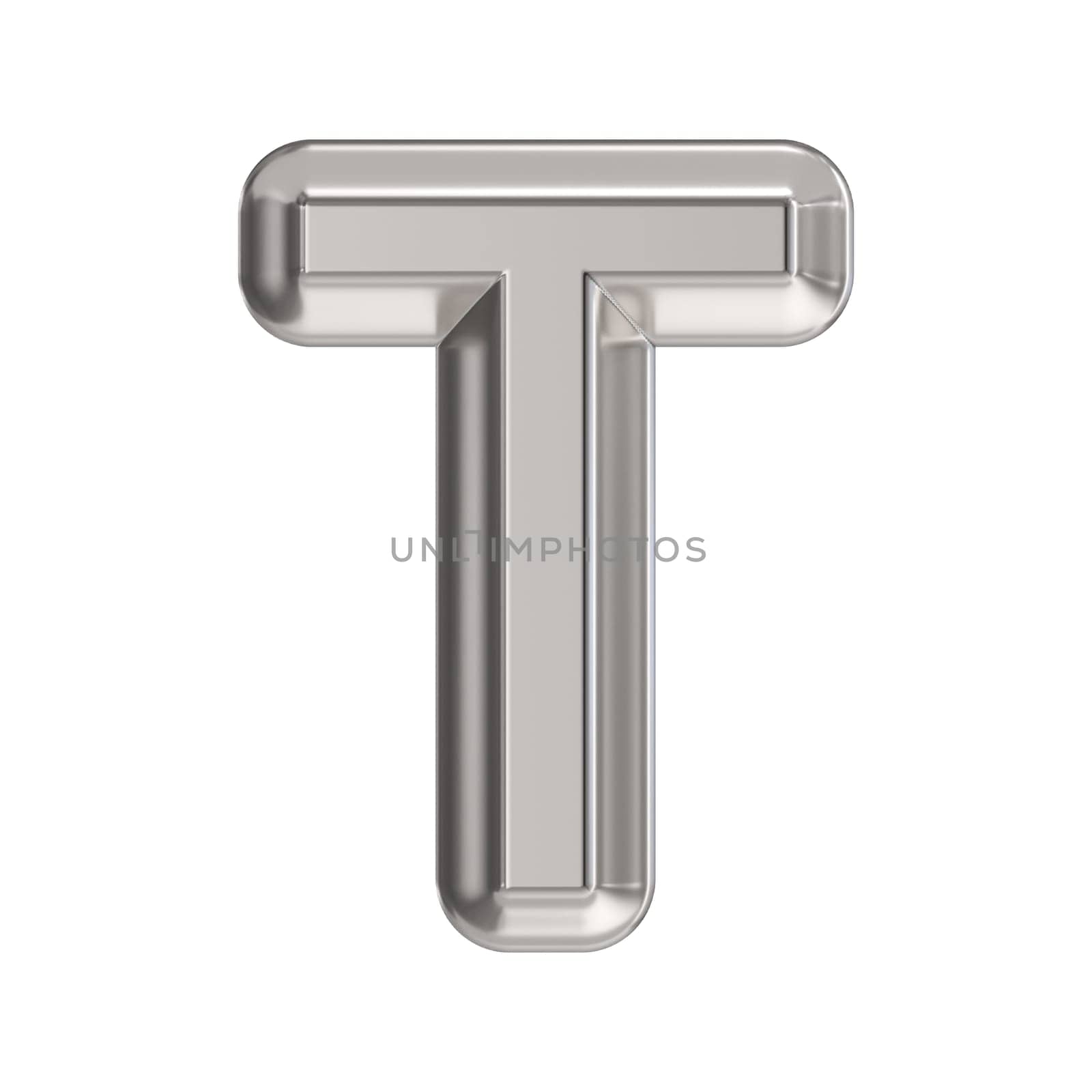 Steel font Letter T 3D rendering illustration isolated on white background