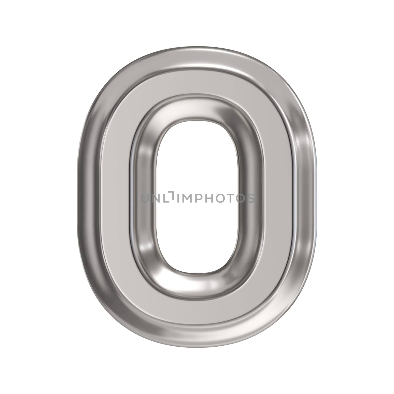 Steel font Letter O 3D rendering illustration isolated on white background
