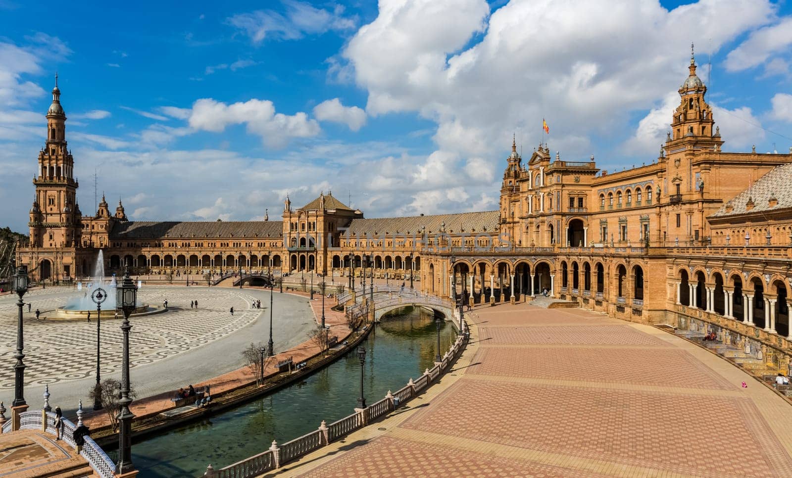 Seville, Spain - July 15, 2017: Seville is the capital of the autonomous community of Andalusia in southern Spain. Streets and sights of the city architecture.