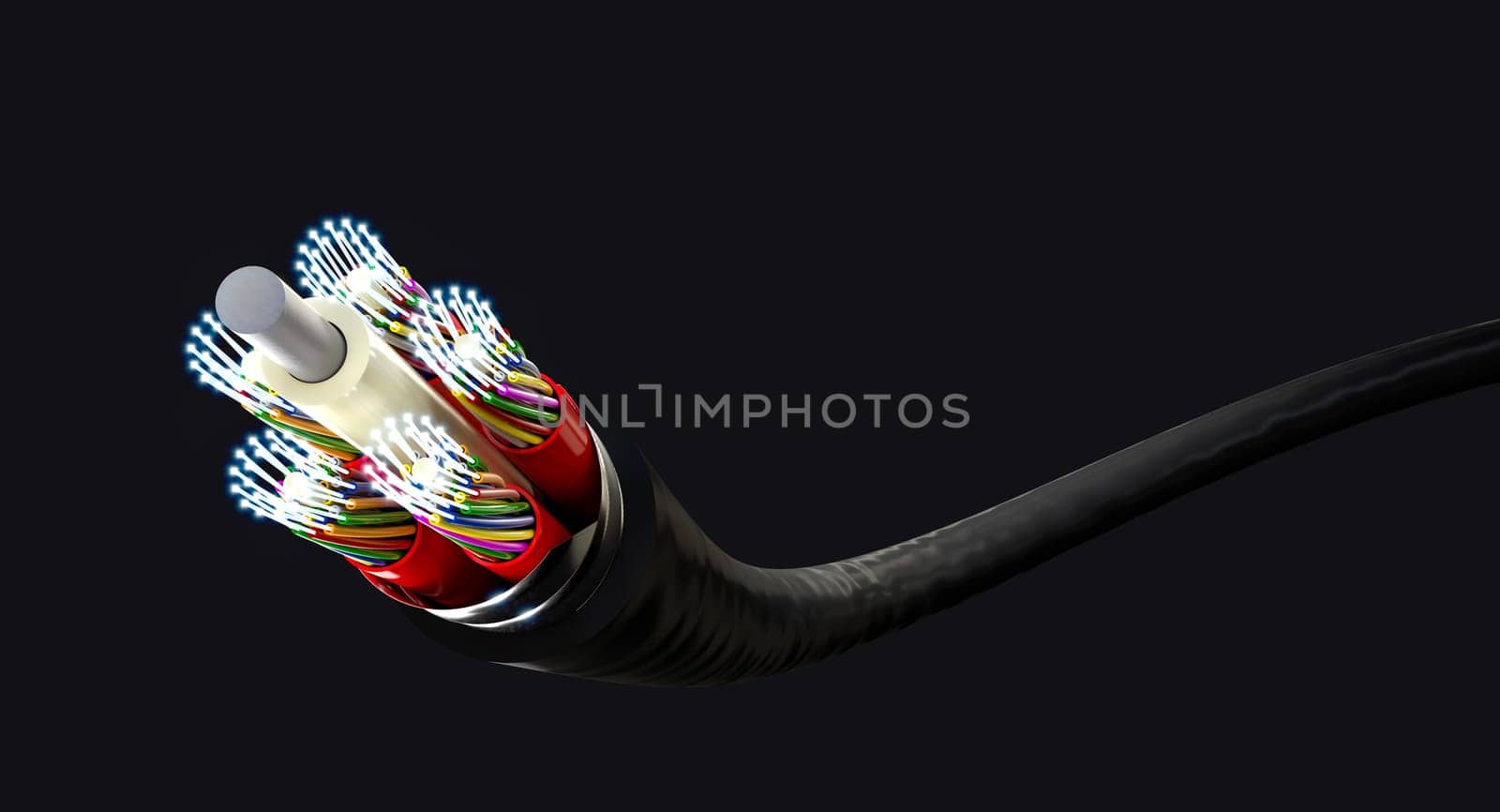 fibre optic cable, fast internet connection. 3d render
