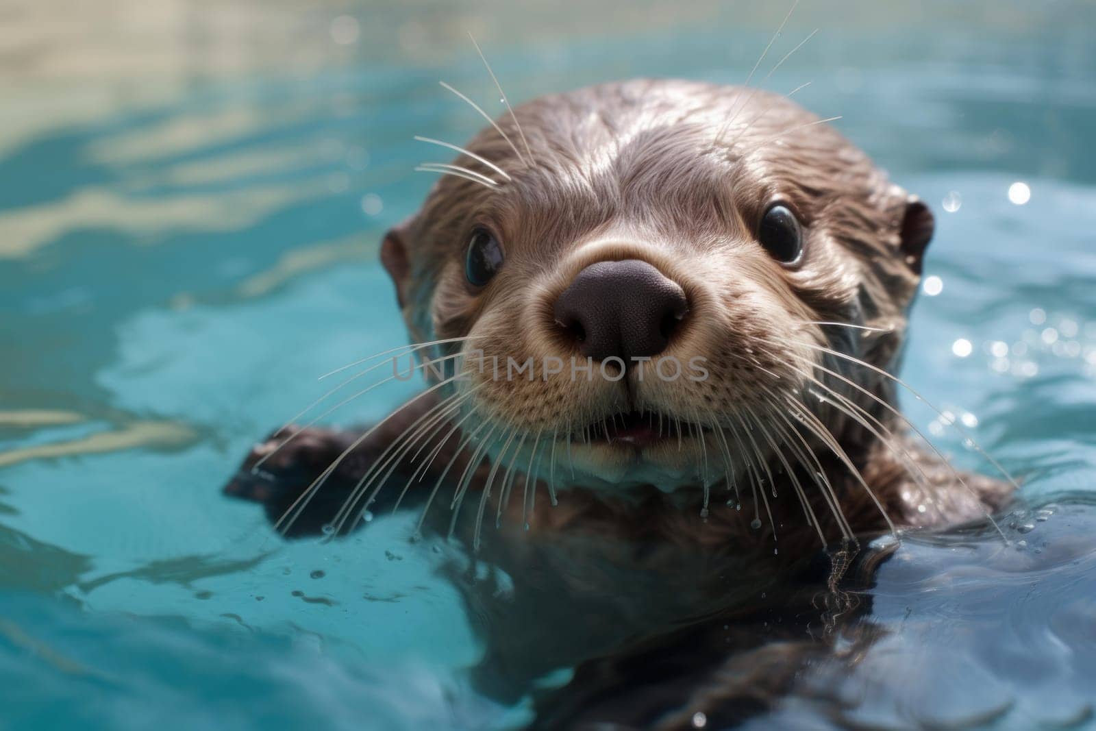 Agile Otter cute underwater. Wild playful. Generate Ai