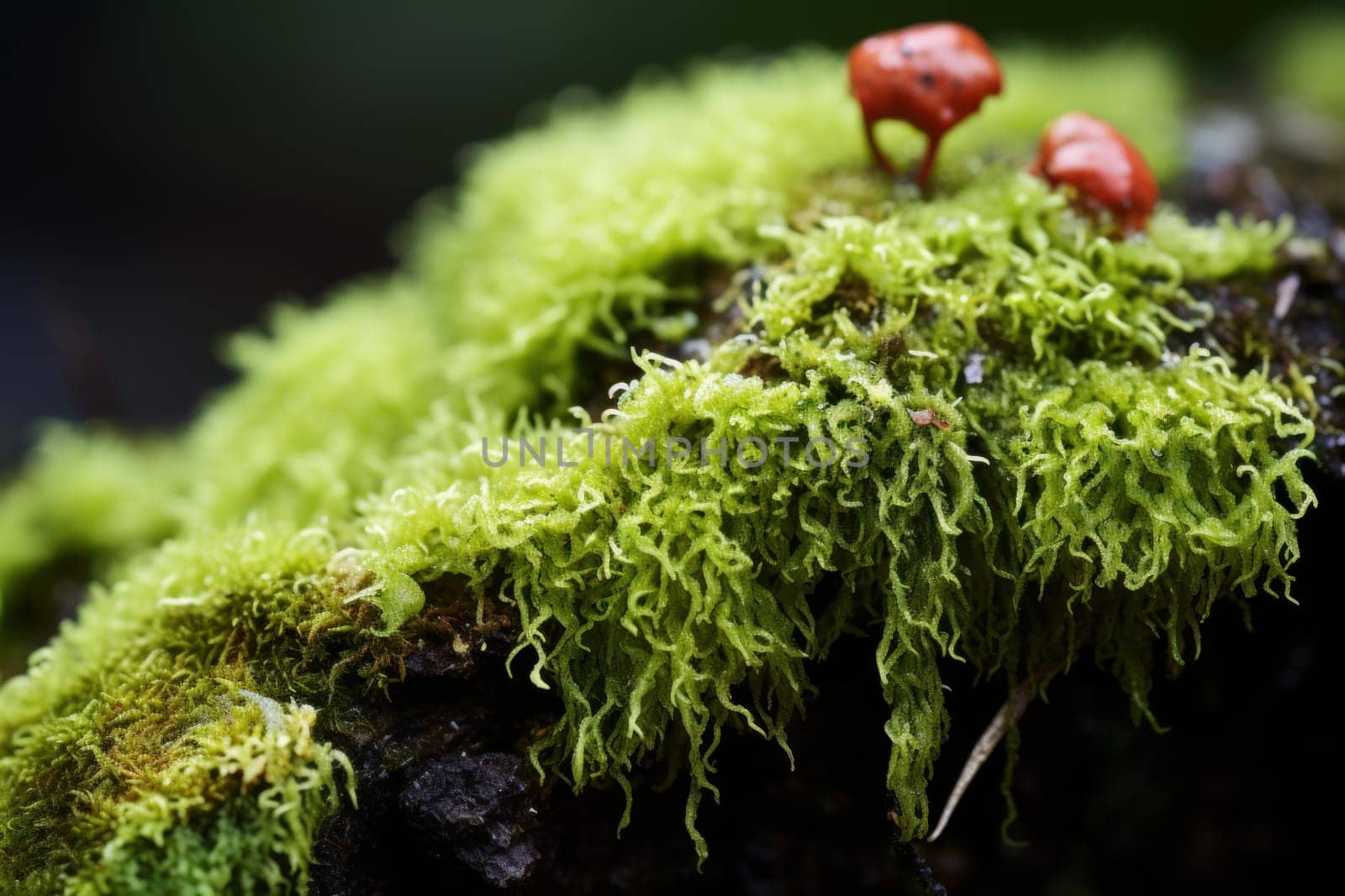 Overgrown lichen stone. Wall plant. Generate Ai