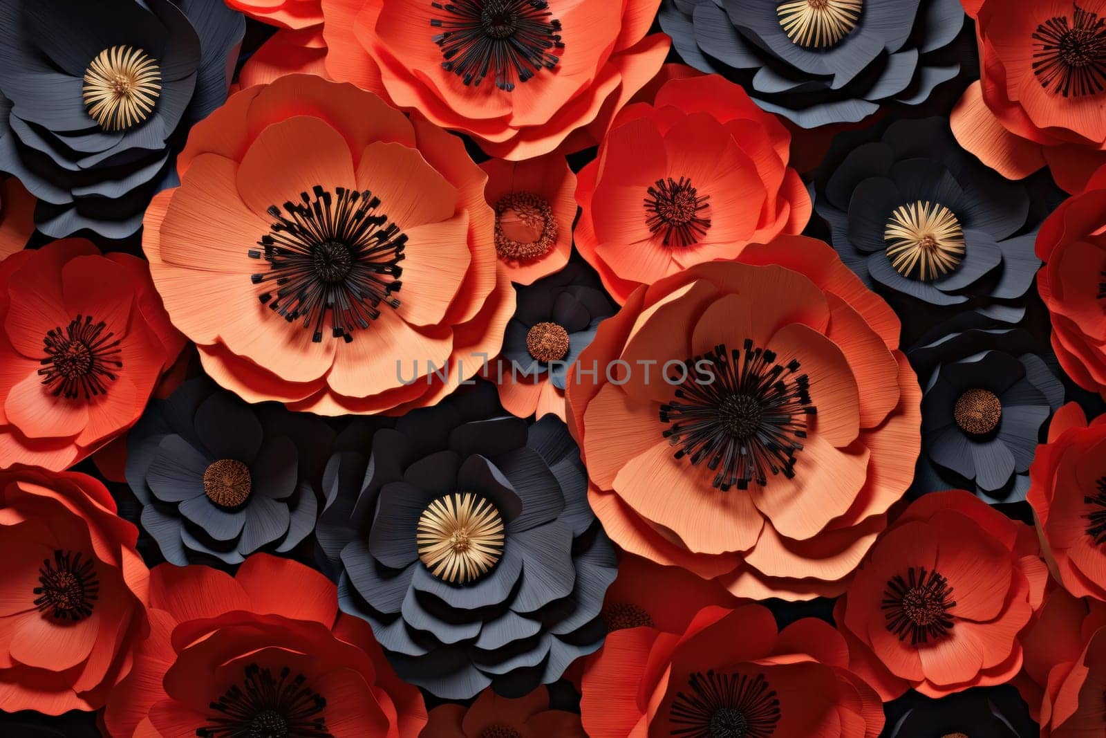 Delicate Paper poppy art. Flower paper design. Generate Ai