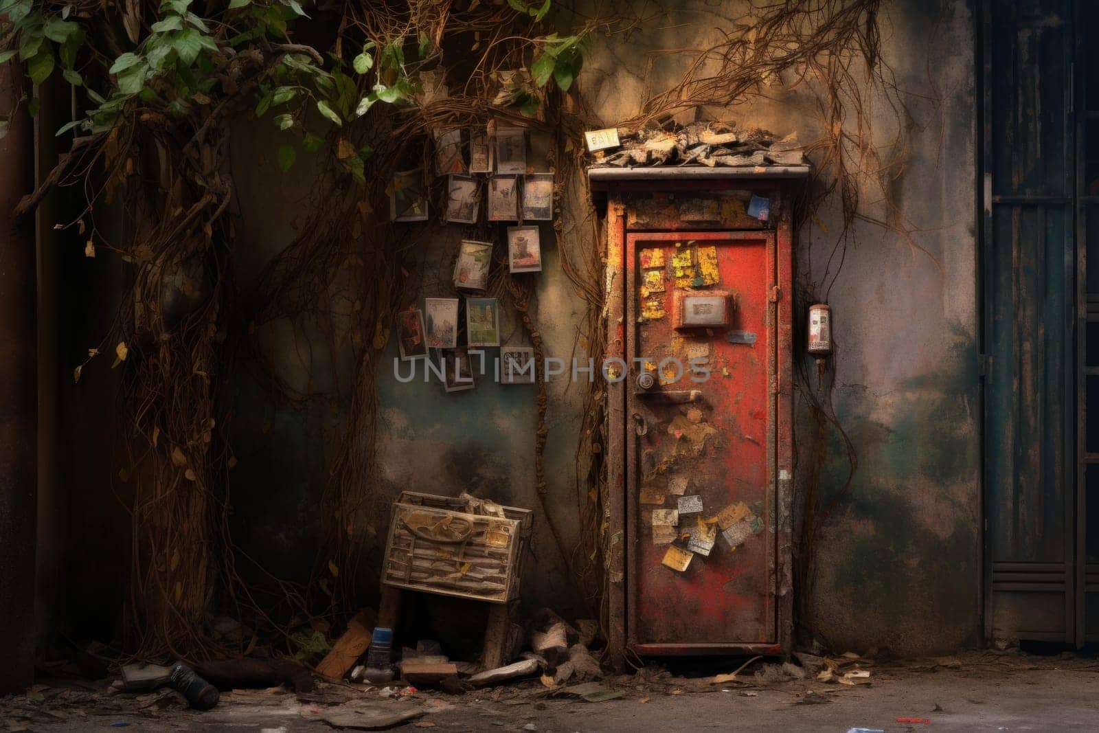 Sturdy Parcel carton box at the entrance door. Post delivery service cardboard order. Generate ai