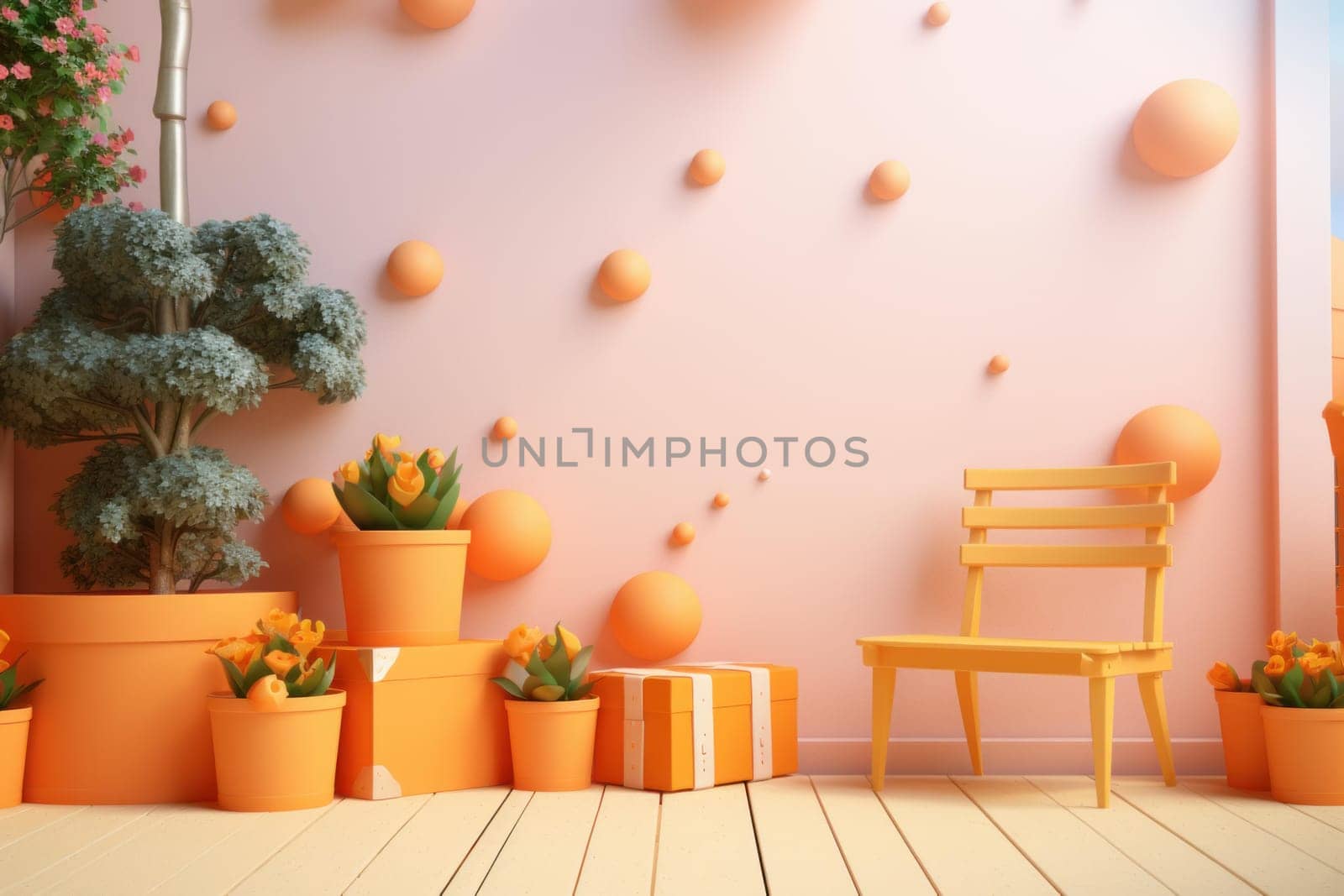 Parents day mockup. Flower vase on table. Generate Ai