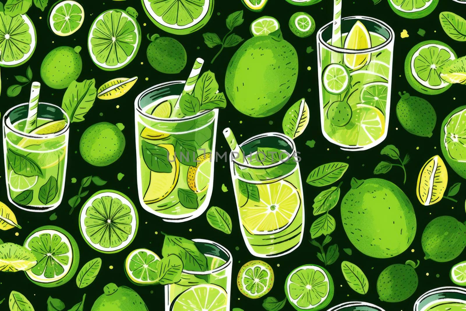 Refreshing Summer fruits drinks mockup. Tropical food. Generate Ai