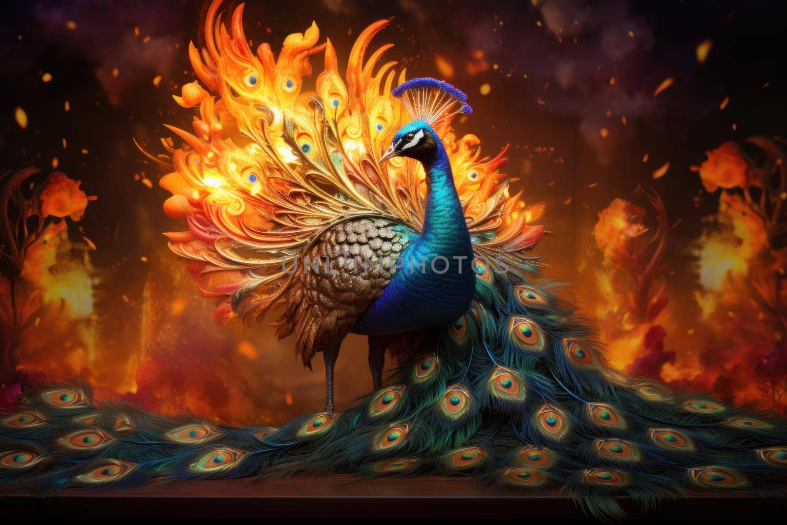 Captivating Peacock bird art. Garden art animal. Generate Ai