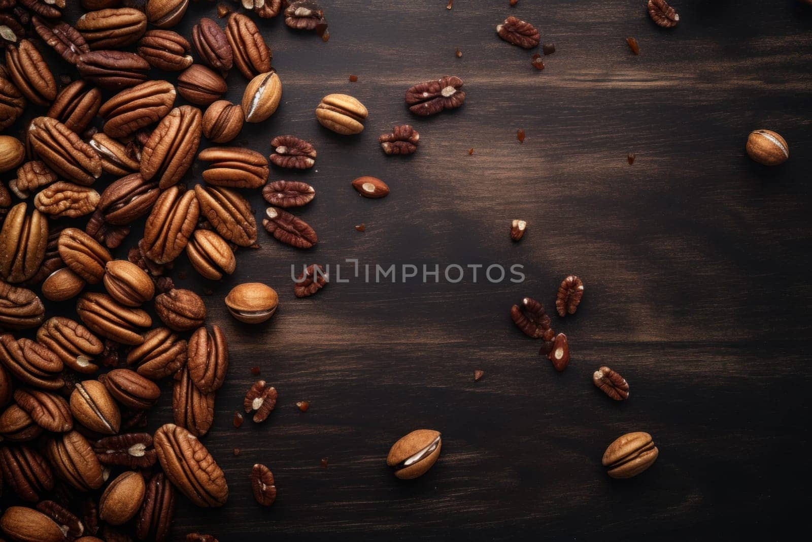 Warm Pecan mockup background. Organic diet. Generate Ai