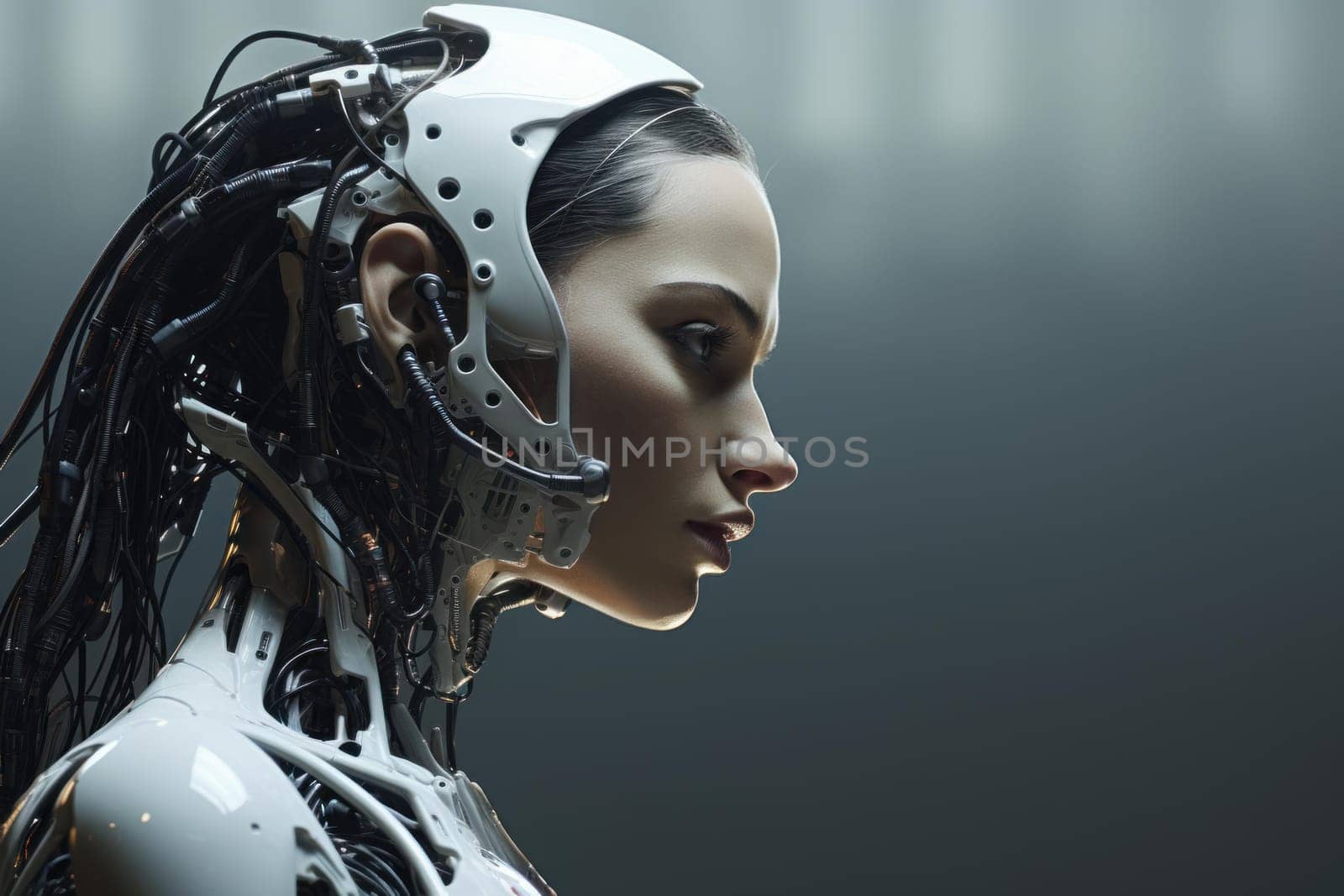 Innovative Cyborg character. Game hero art. Generate Ai