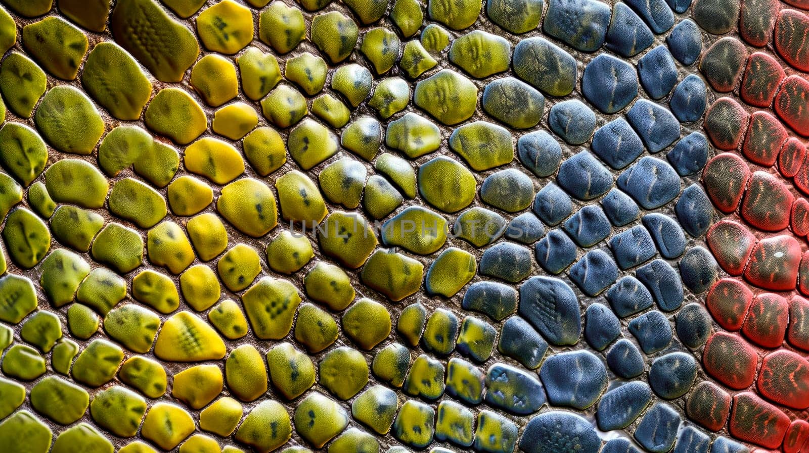 Colored reptile skin patten and texture. Close-up view. AI generated.