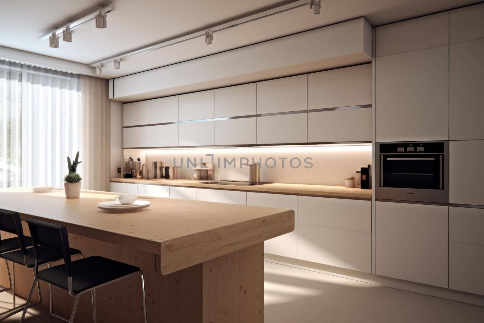 Simplistic Minimalistic kitchen. Poster decor room. Generate Ai