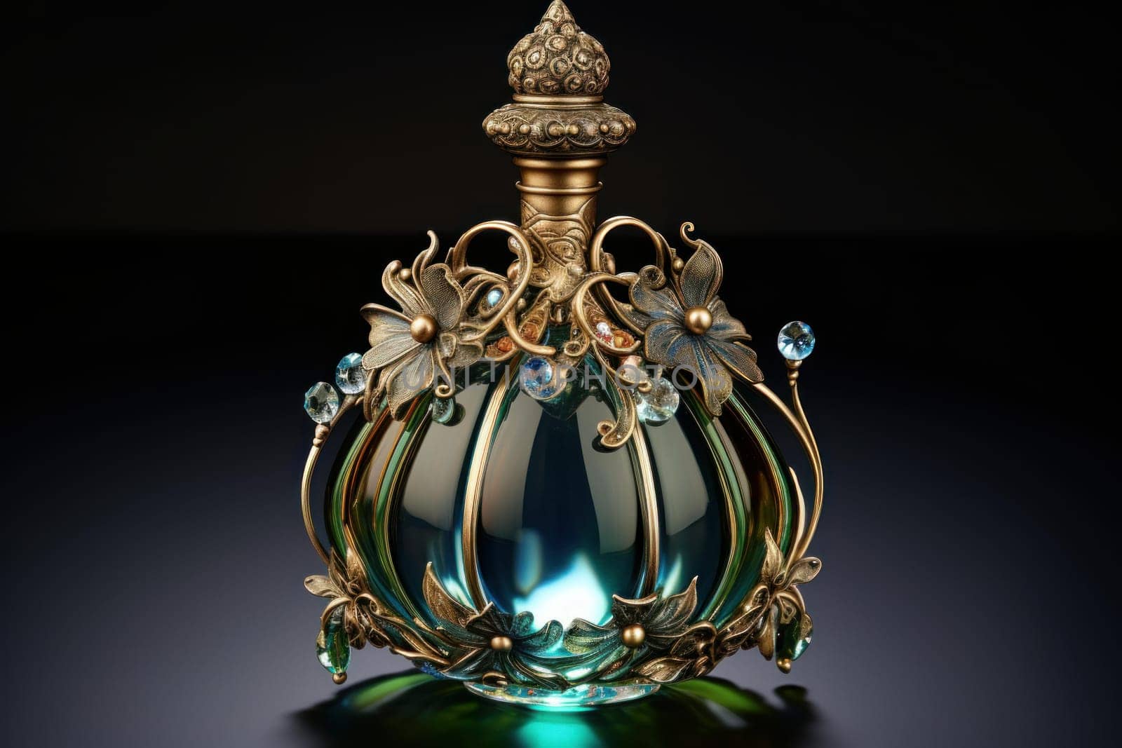 Perfume bottle. Glass spray beauty. Generate Ai