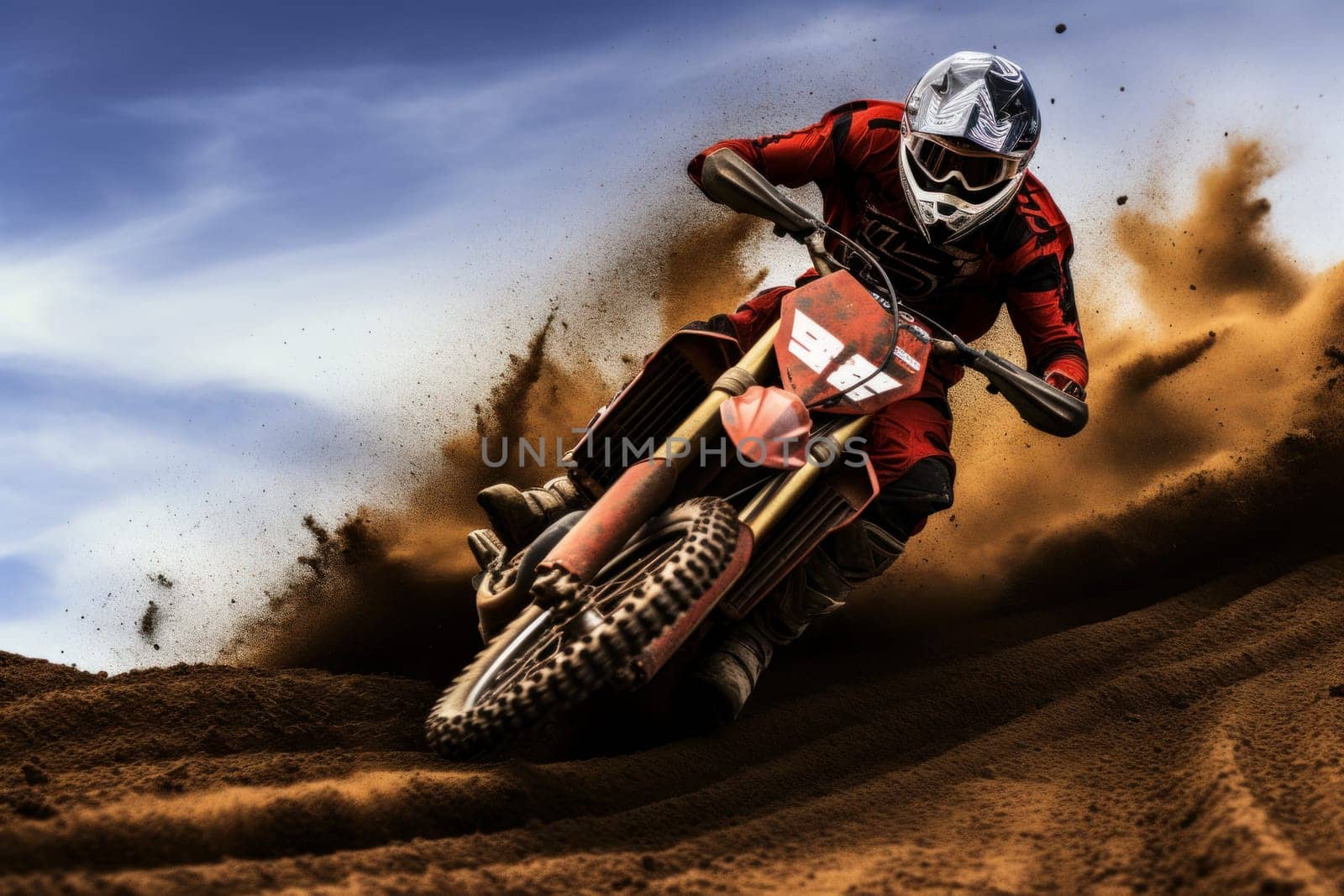 Motocross crossing dirt. Rider race. Generate Ai