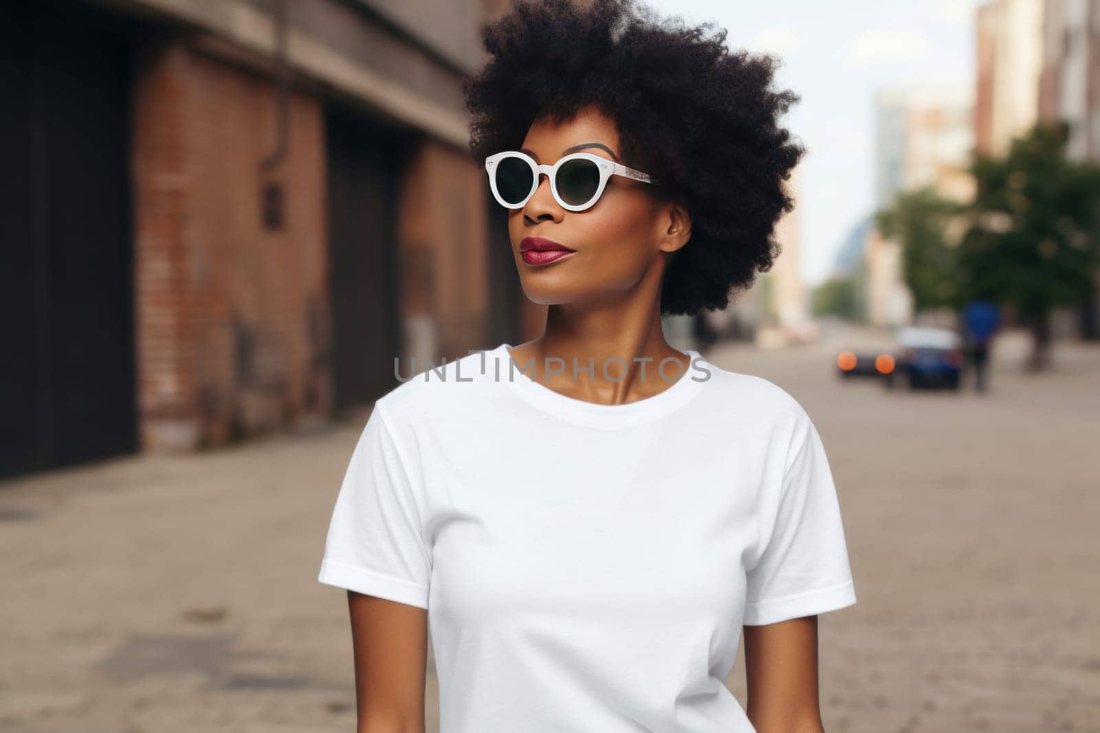 Protective Black mom wearing white. Love african. Fictional person. Generate Ai