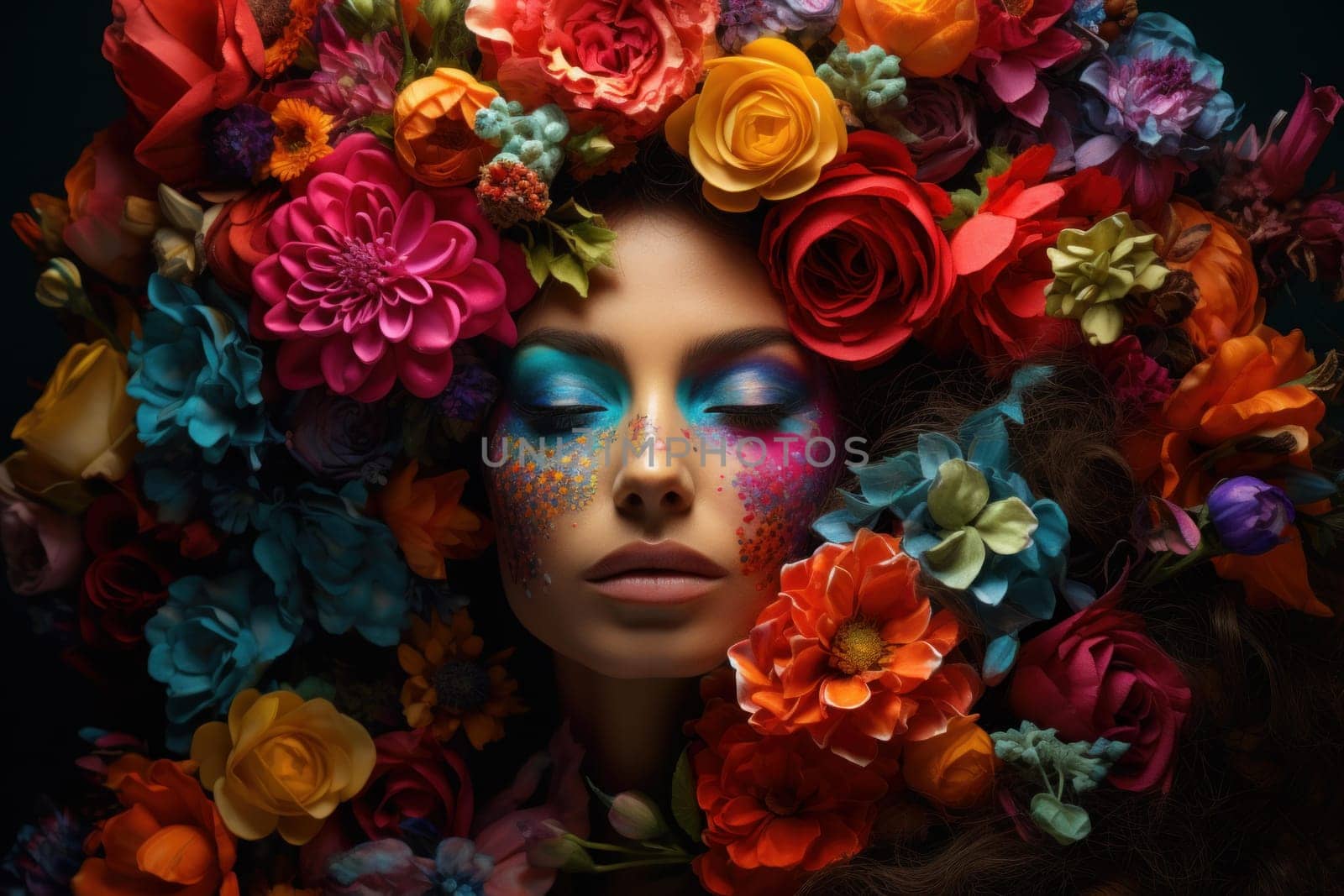 Person flower bouquet. Floral gift. Generate Ai
