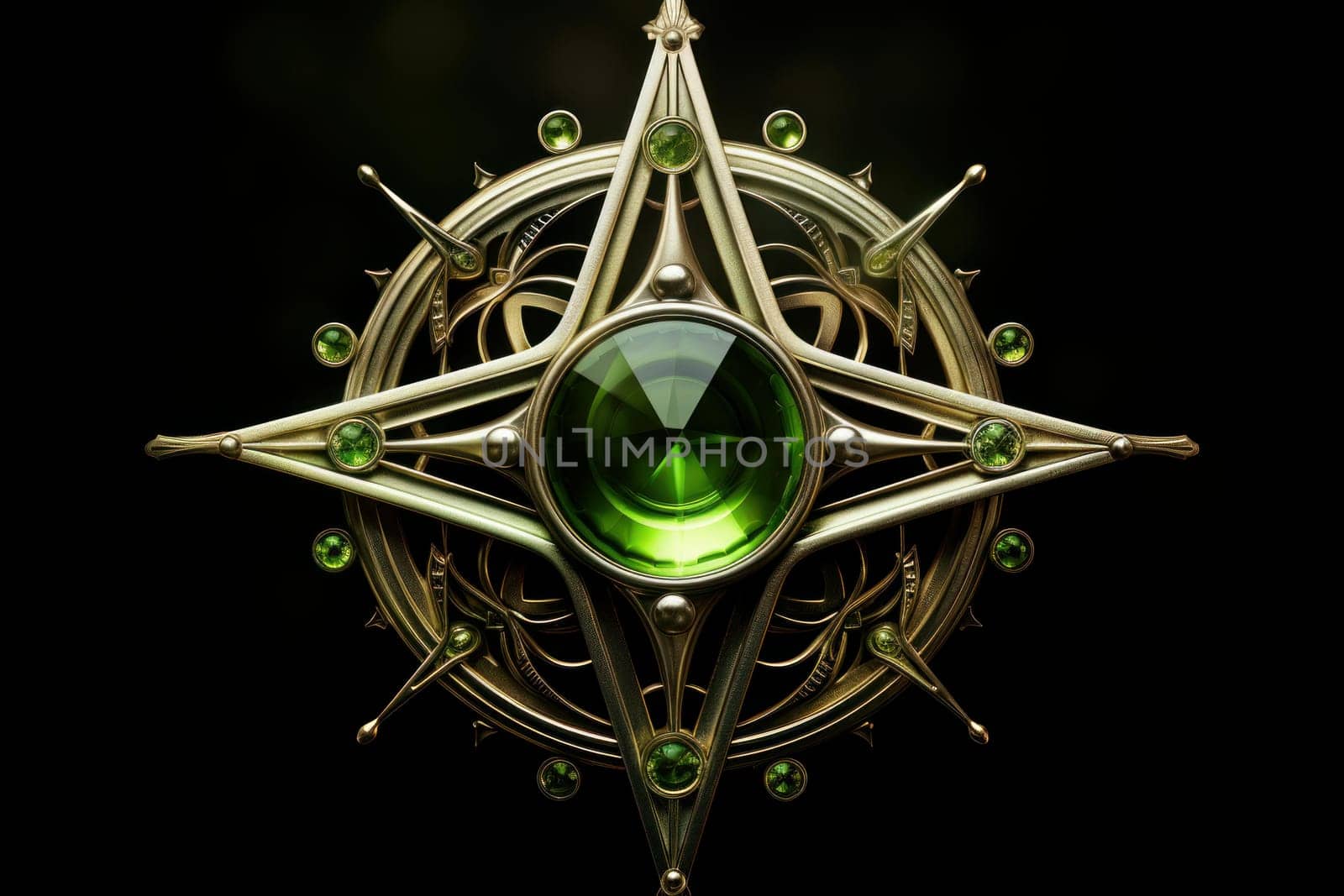 Enigmatic Peridot chaos symbol. Sky design. Generate Ai
