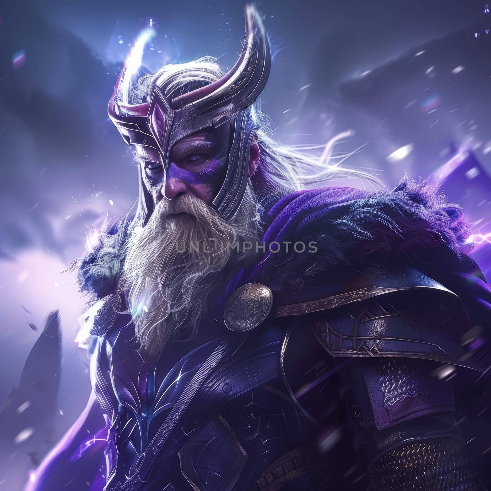 Artistic depiction of a Viking sorcerer with glowing runes and ethereal energy