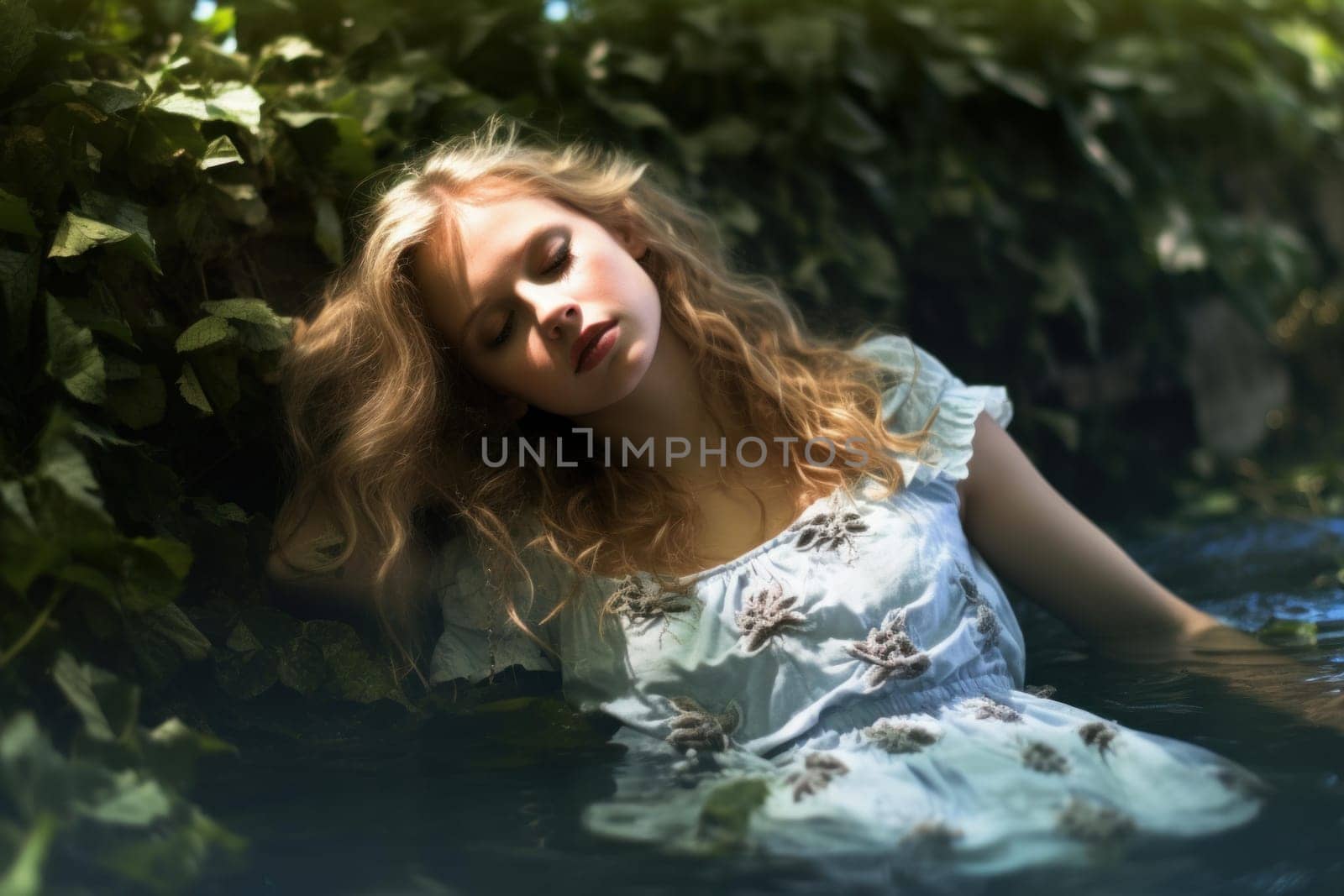 Girls photo shoot summer. Flower space. Generate Ai