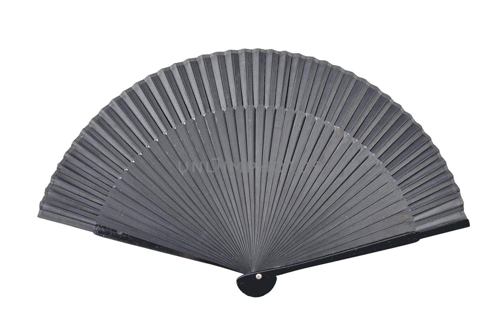 Black hand held fan on a white background