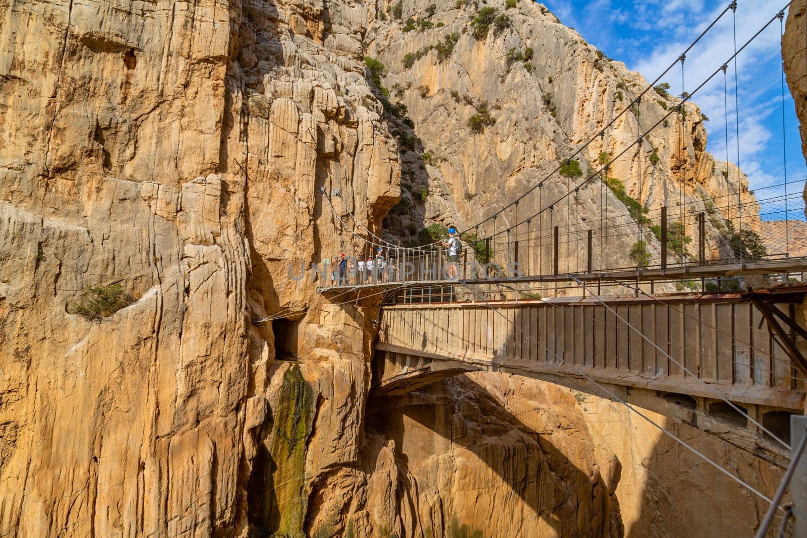 Caminito Del Rey, Spain, October 19, 2023: Visitors Walking Along the Worlds Most Dangerous Footpath Reopened in May 2015. Ardales, Spain.