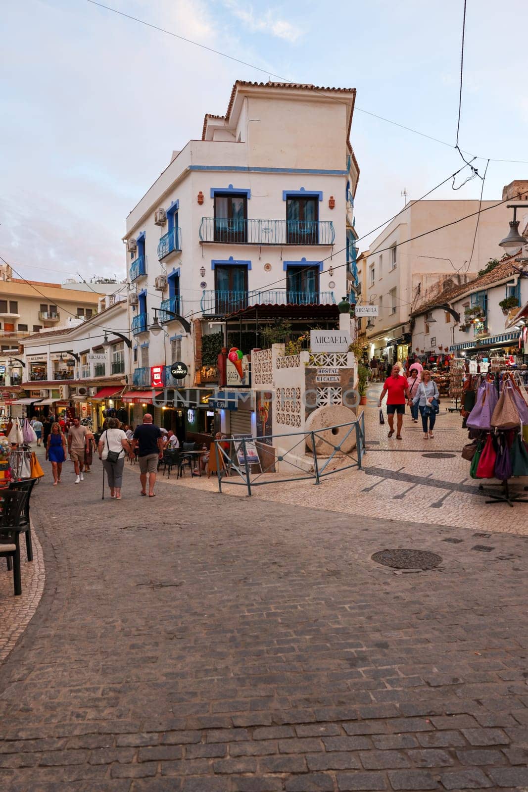 Torremolinos, Spain - September 18, 2023: View of a tourist shopping street inTorremolinos, Costa del Sol, Malaga Province, Spain