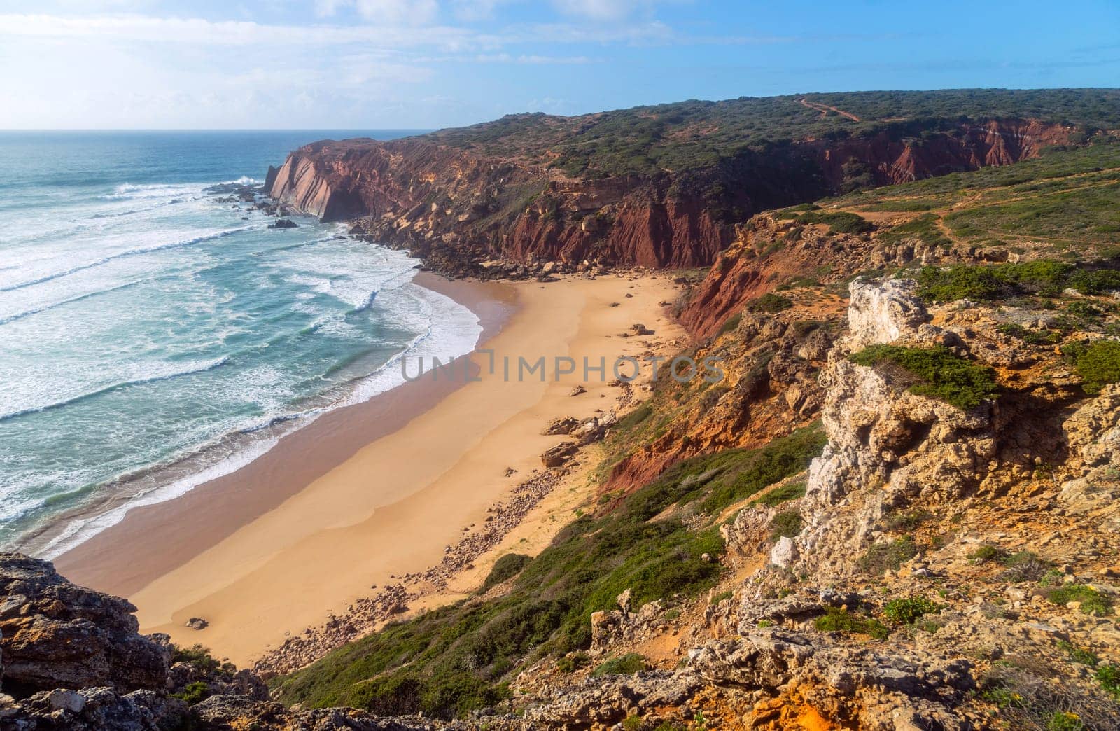 Beautiful empty beach in Algarve, Portugal