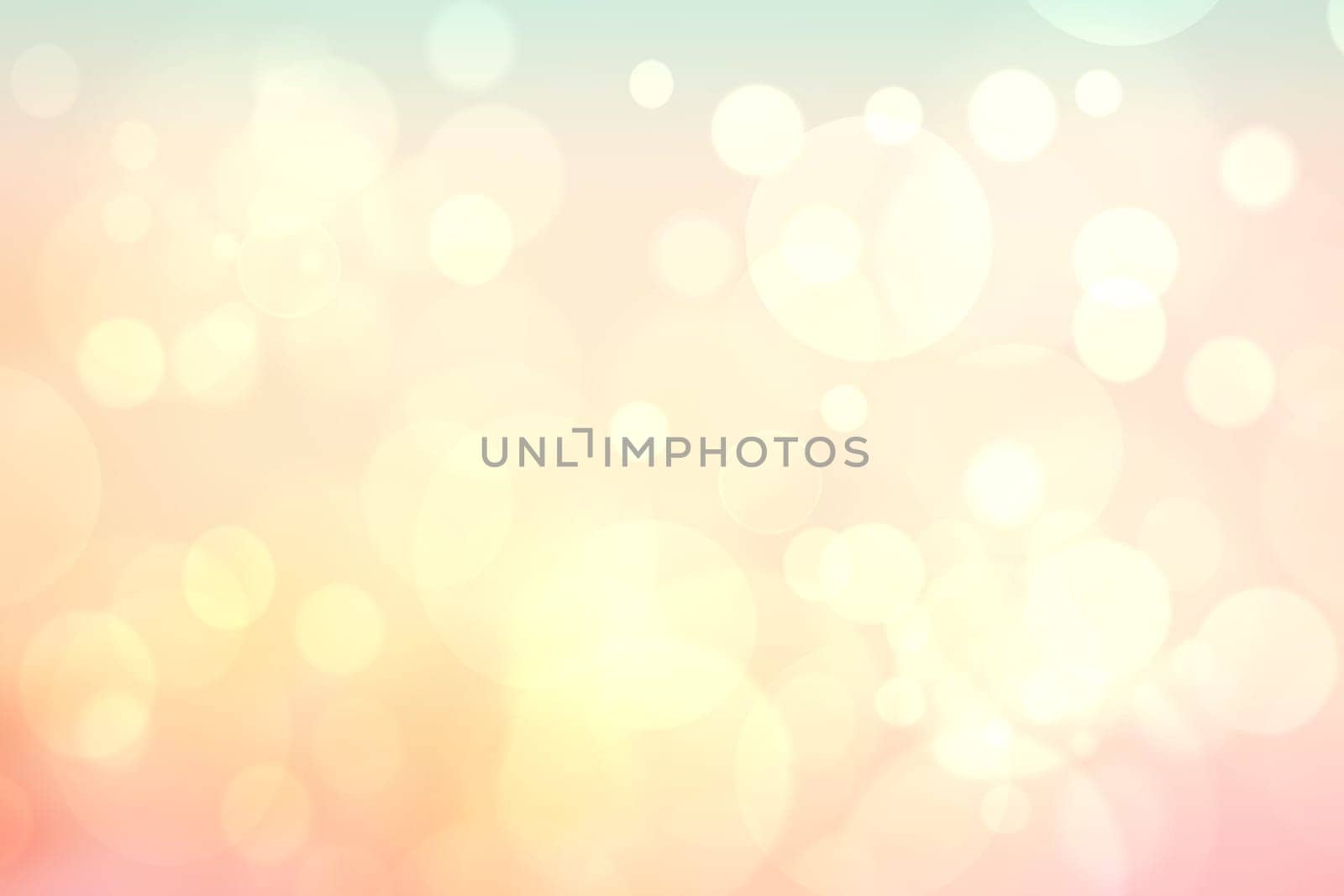 Abstract blurred fresh vivid spring summer light delicate yellow pink green orange bokeh background texture with bright circular soft color lights. Beautiful backdrop illustration.