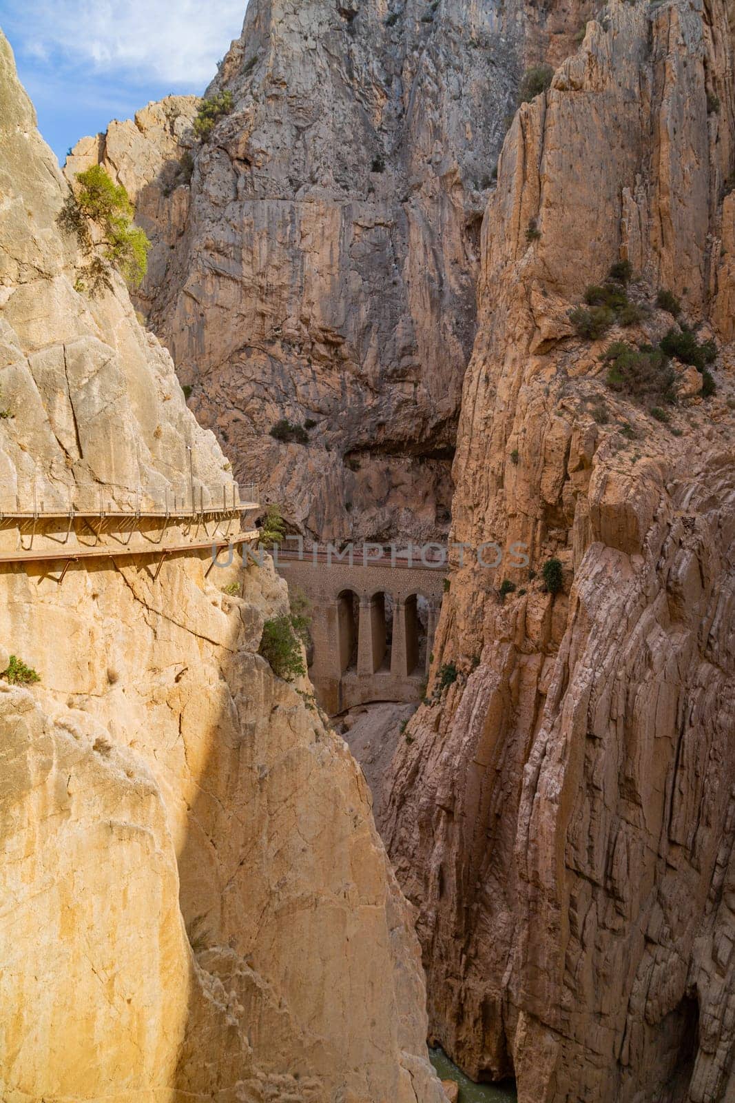 Royal Trail Also Known as El Caminito Del Rey - Mountain Path Along Steep Cliffs in Gorge Chorro, Andalusia, Spain