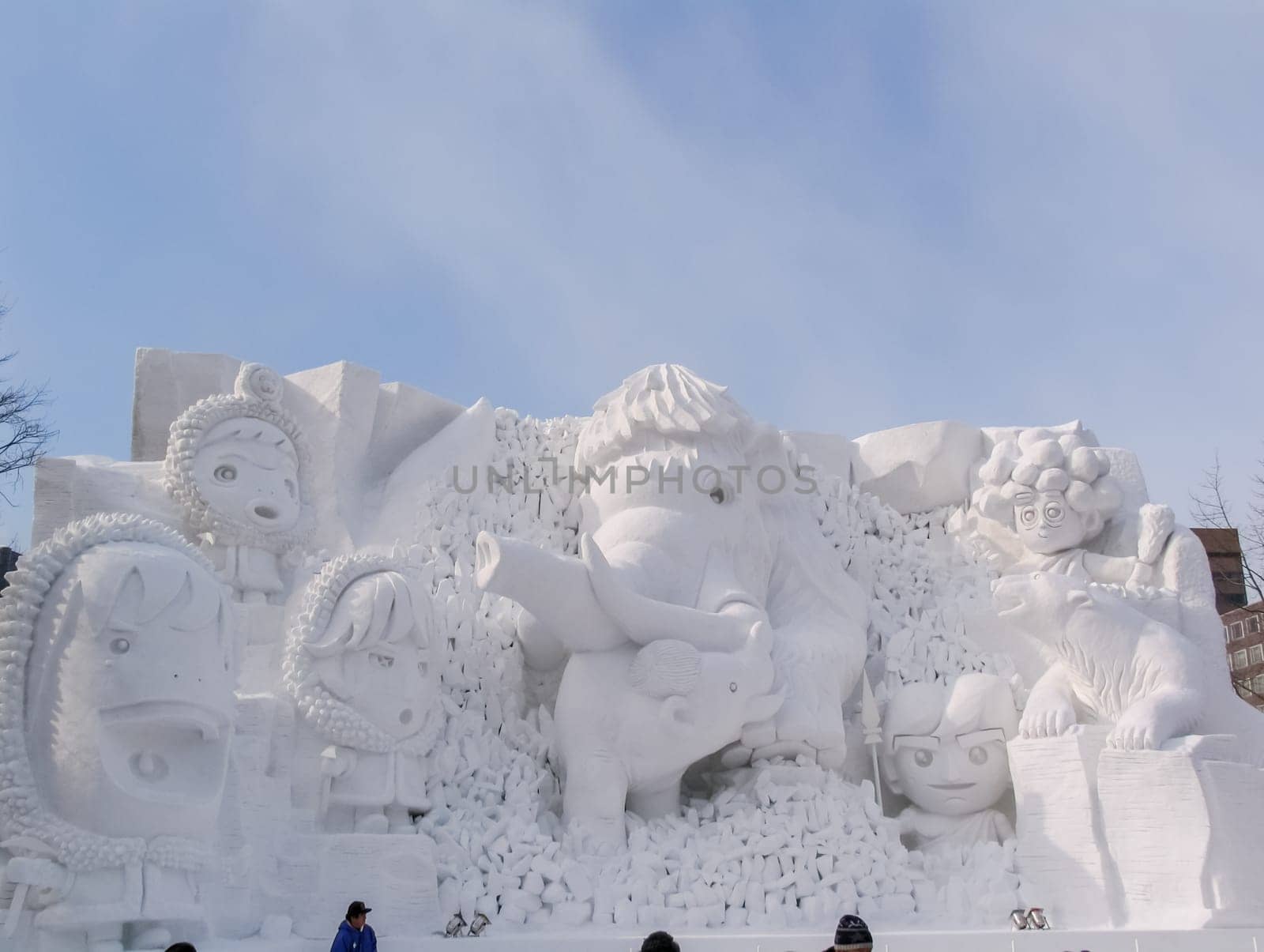 Sapporo, Japan - January 10, 2017: Snow sculptures in winter. Creative from ice and snow. Festival of snow sculptures on the streets of Sapporo