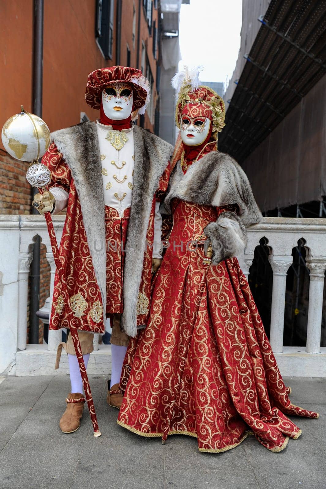 VENICE, ITALY - Febrary 7 2023: The masks of the Venice carnival 2024