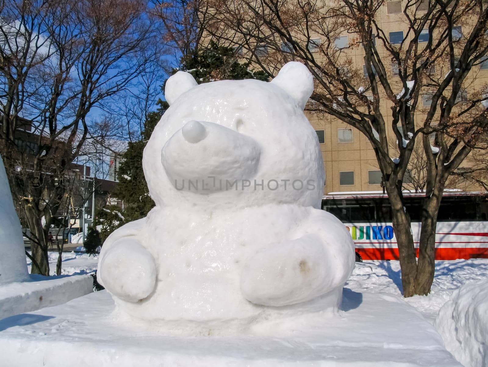 Sapporo, Japan - January 10, 2017: Snow sculptures in winter. Creative from ice and snow. Festival of snow sculptures on the streets of Sapporo