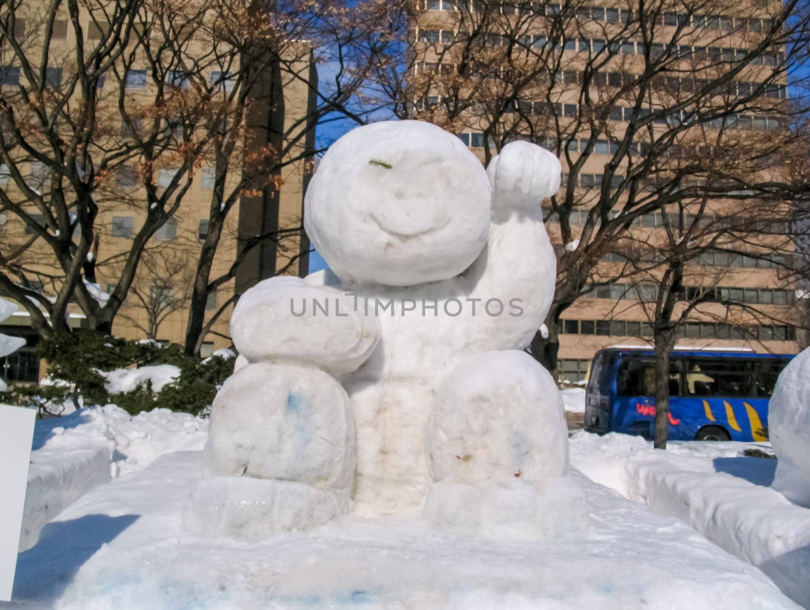 Sapporo, Japan - January 10, 2017: Snow sculptures in winter. Creative from ice and snow. Festival of snow sculptures on the streets of Sapporo