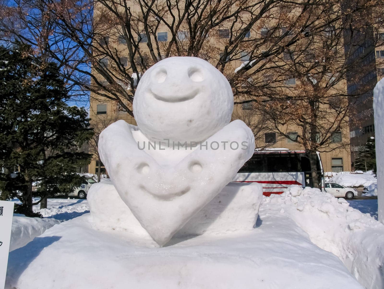 Sapporo, Japan - January 10, 2017: Snow sculptures in winter. Creative from ice and snow. Festival of snow sculptures on the streets of Sapporo