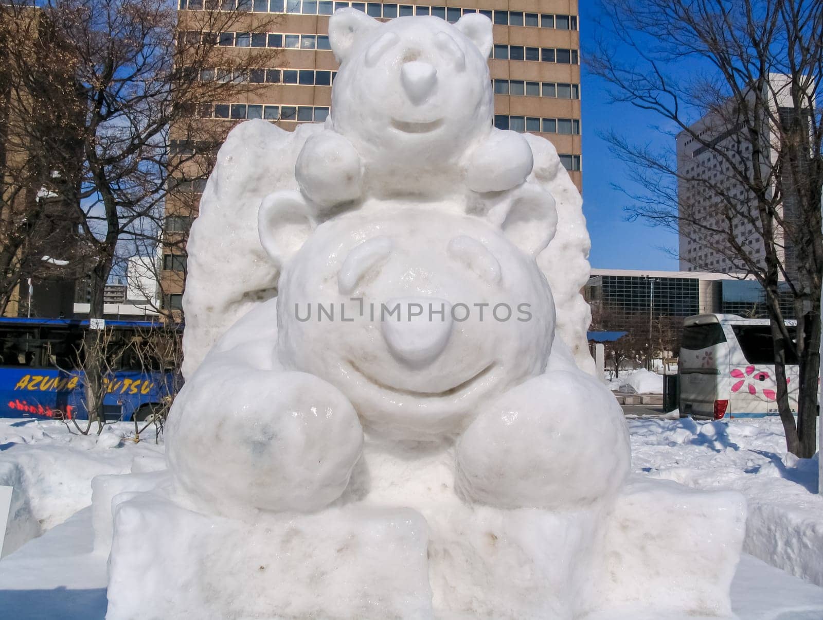 Sapporo, Japan - January 10, 2017: Snow sculptures in winter. Creative from ice and snow. Festival of snow sculptures on the streets of Sapporo