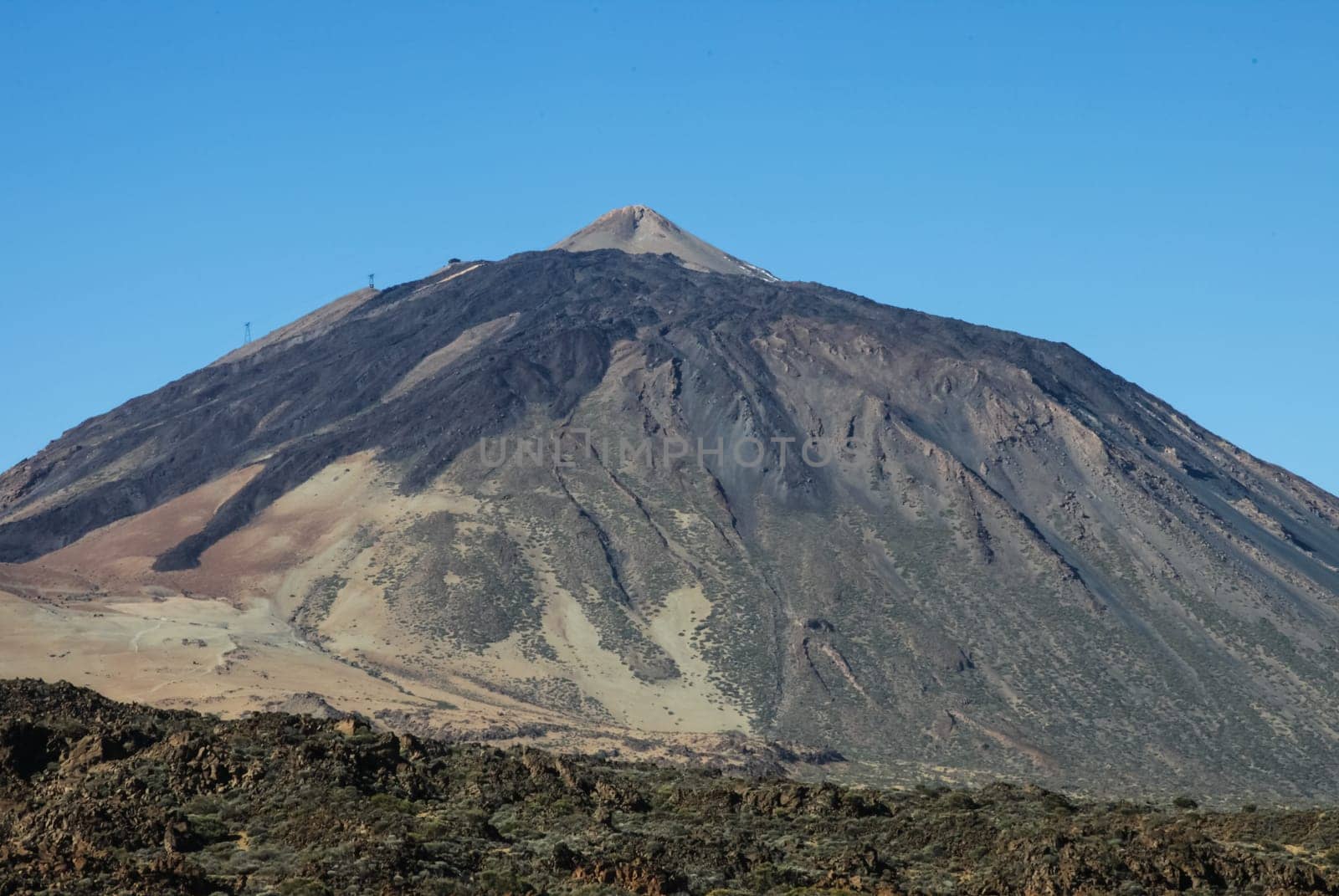 Mountain landscape of Tenerife. Volcanic island. Hills and valleys.