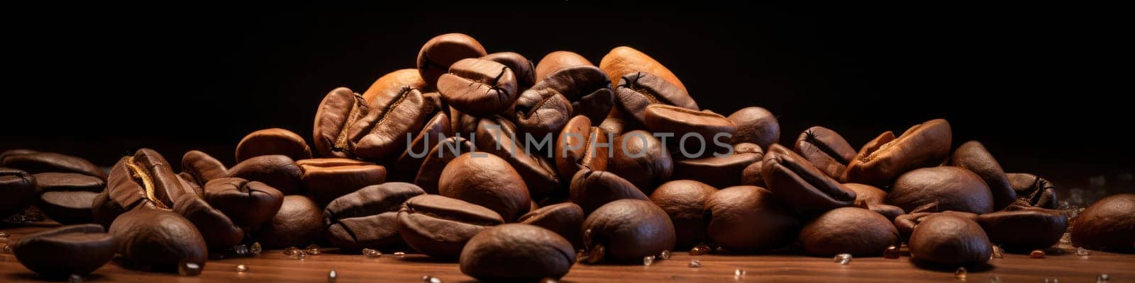 Roasted coffee beans background. Generative AI image